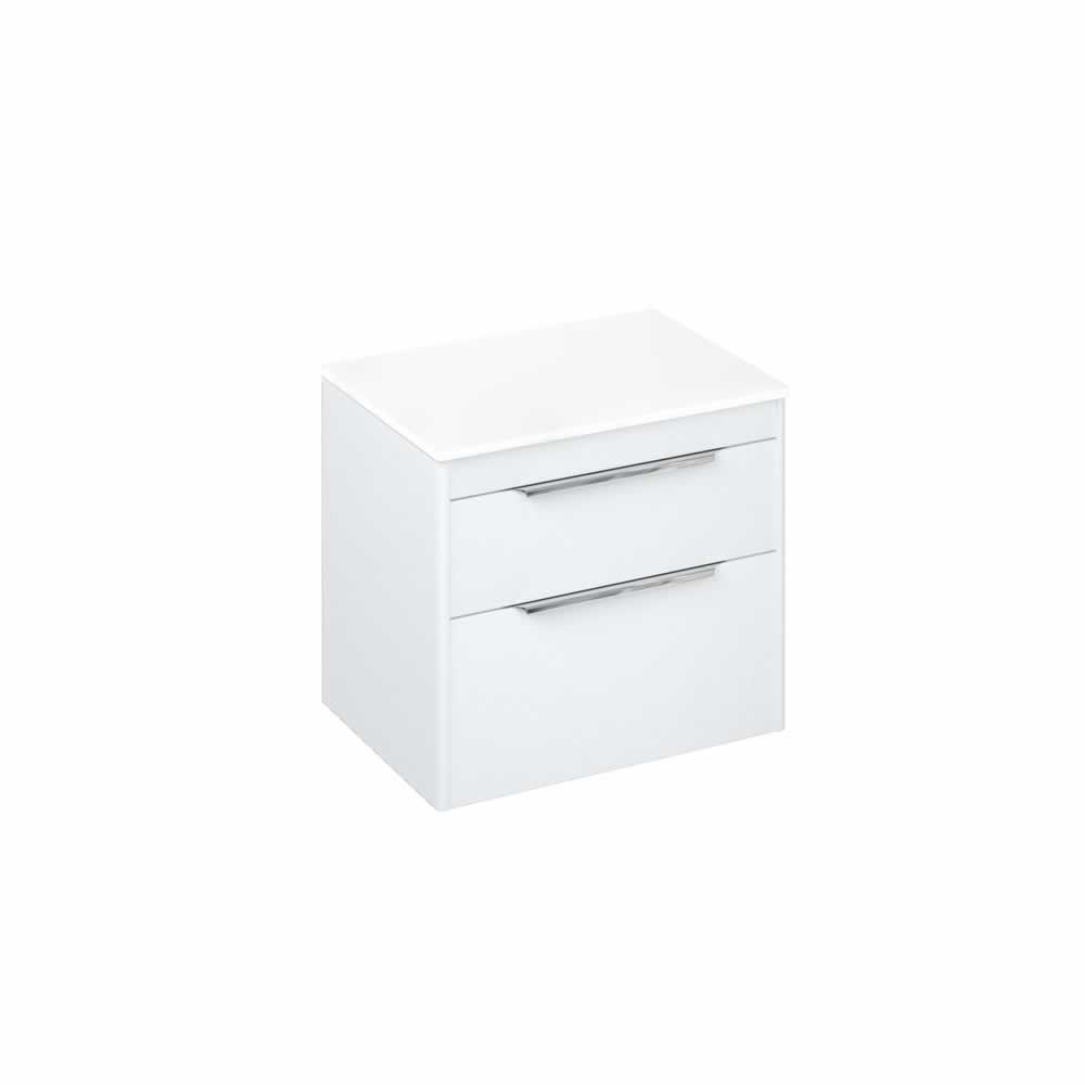 Shoreditch 65cm double drawer Matt White with White Worktop
